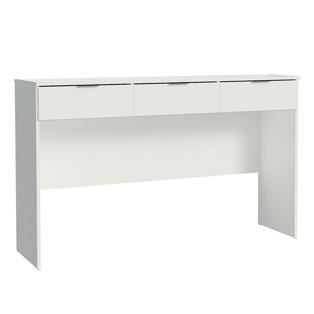 Tocador Carly Blanco 136x86cm de Tres Puestos con Tres Cajones sin Espejo y sin Sillas - TOCADORES | Bylmo