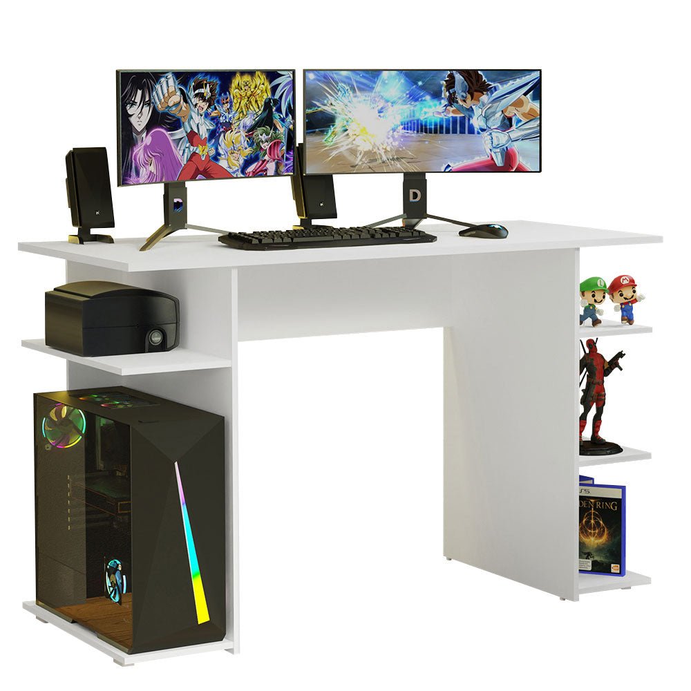 Escritorio Gamer Blanco 120x76cm con Organizador de Libros - ESCRITORIOS | Bylmo