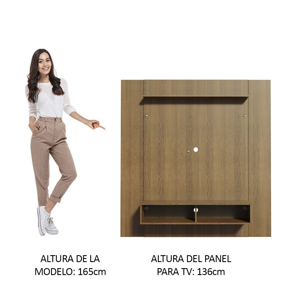 Panel de TV Arizona Marron 130x136cm para TV Hasta 50" Pulgadas con Ranuras para Cables y con Dos Compartimientos - MUEBLES DE TV | Bylmo
