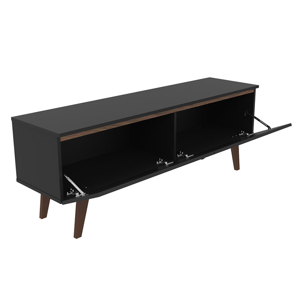 Rack de TV Le Mans Marron y Negro 136x50cm para TV Hasta 55" Pulgadas y con Un Compartimiento - MUEBLES DE TV | Bylmo