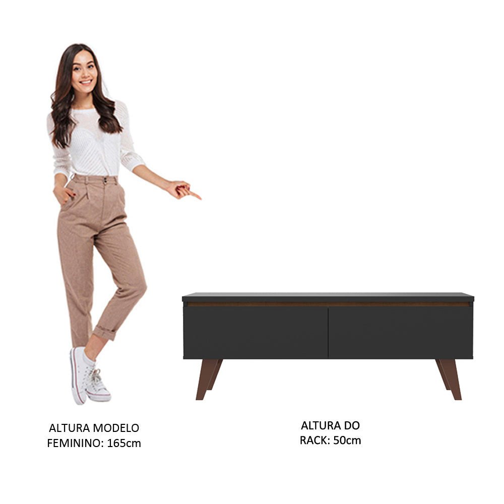 Rack de TV Le Mans Marron y Negro 136x50cm para TV Hasta 55" Pulgadas y con Un Compartimiento - MUEBLES DE TV | Bylmo