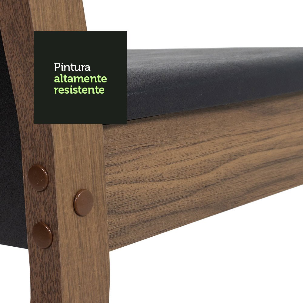 Combo Comedor y Sillas Medelin Marron y Negro 136x76cm Rectangular de Seis Puestos con Seis Sillas - COMEDORES | Bylmo