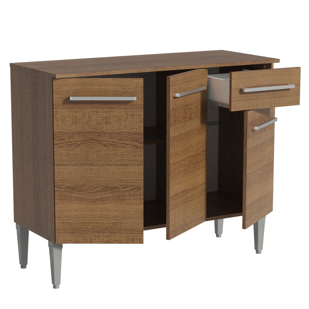 Mueble Inferior de Cocina Emily Marron 105x88cm con Mesón de Acero Inoxidable y sin Estufa - MUEBLES INFERIORES DE COCINA | Bylmo