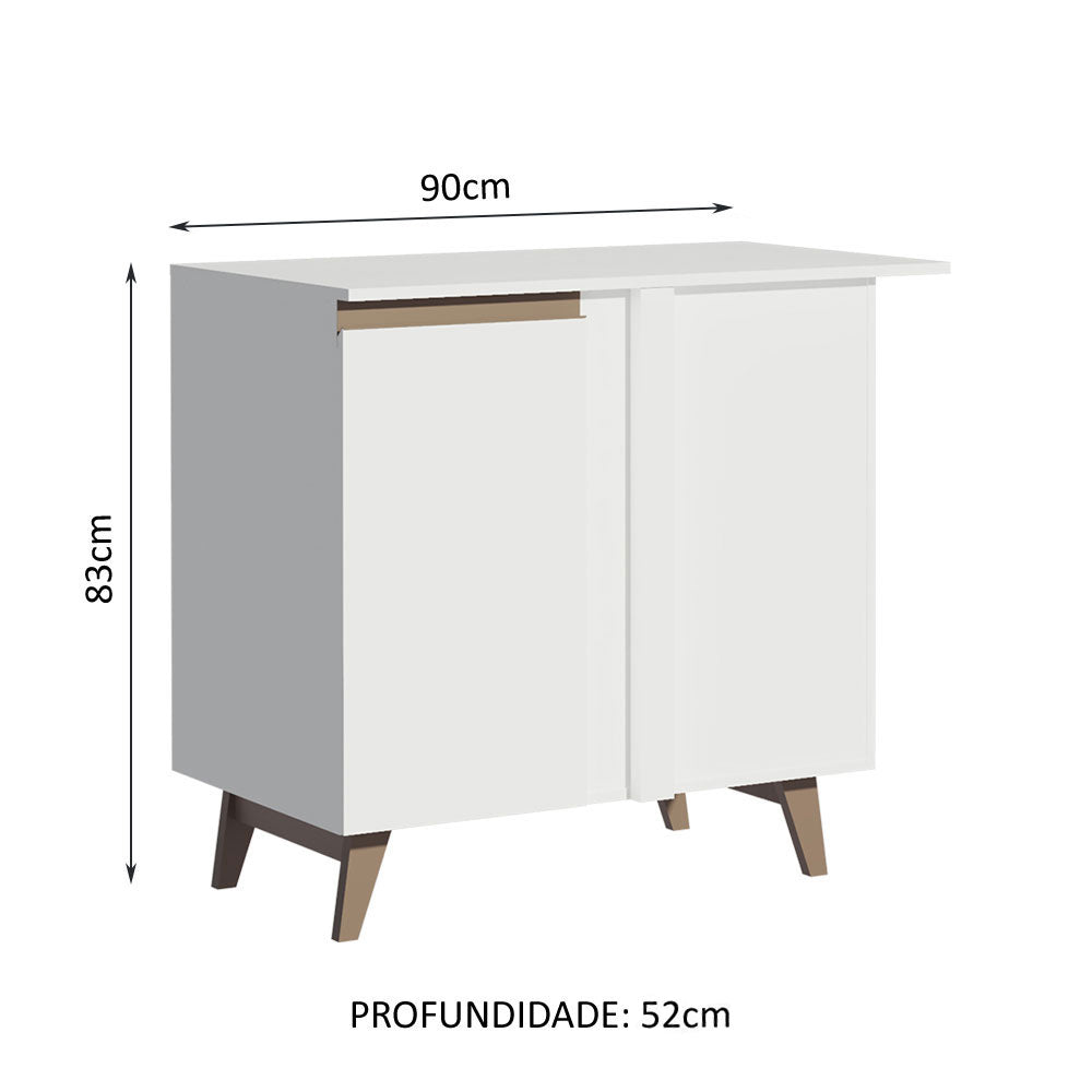 Mueble Inferior de Cocina Esquinero Reims Blanco 90x83cm con Mesón de Madera Aglomerada Mdp y sin Estufa - MUEBLES INFERIORES DE COCINA | Bylmo