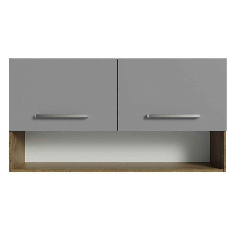 Mueble Superior de Cocina Emily Marron y Gris 105x55cm con Dos Entrepaños y con Dos Puertas - MUEBLES SUPERIORES DE COCINA | Bylmo