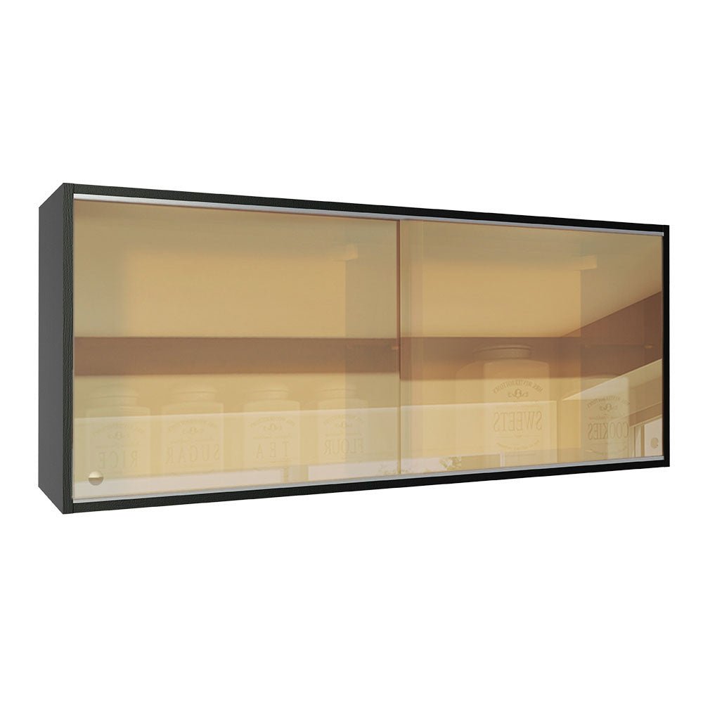 Mueble Superior de Cocina Reims Negro 120x50cm con Cuatro Entrepaños y con Dos Puertas - MUEBLES SUPERIORES DE COCINA | Bylmo