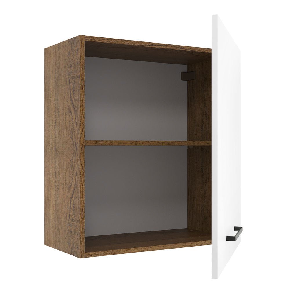 Mueble Superior de Cocina Agata Marron y Blanco 60x66cm con Dos Entrepaños y con Una Puerta - MUEBLES SUPERIORES DE COCINA | Bylmo