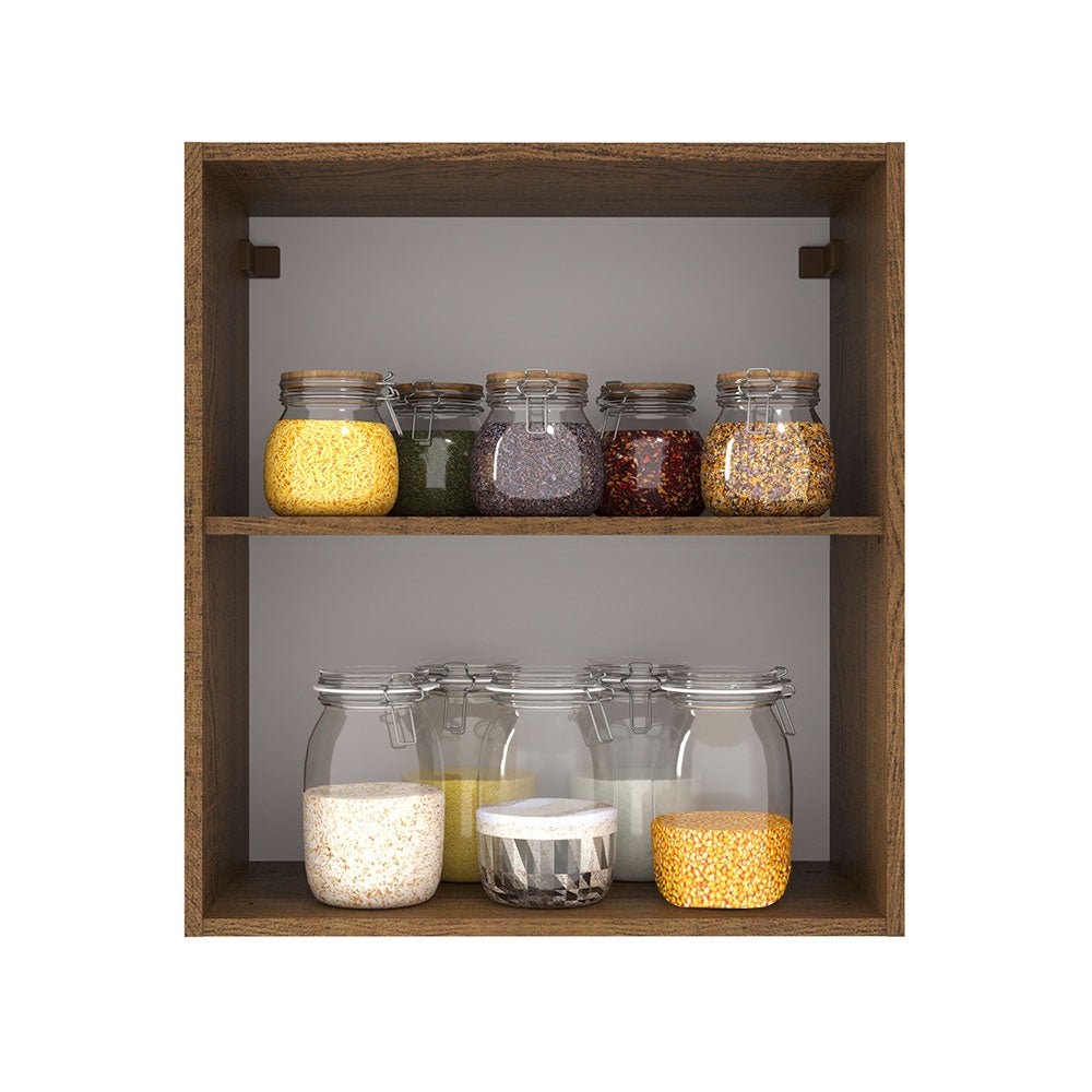 Mueble Superior de Cocina Agata Marron y Crema 60x66cm con Dos Entrepaños y con Una Puerta - MUEBLES SUPERIORES DE COCINA | Bylmo