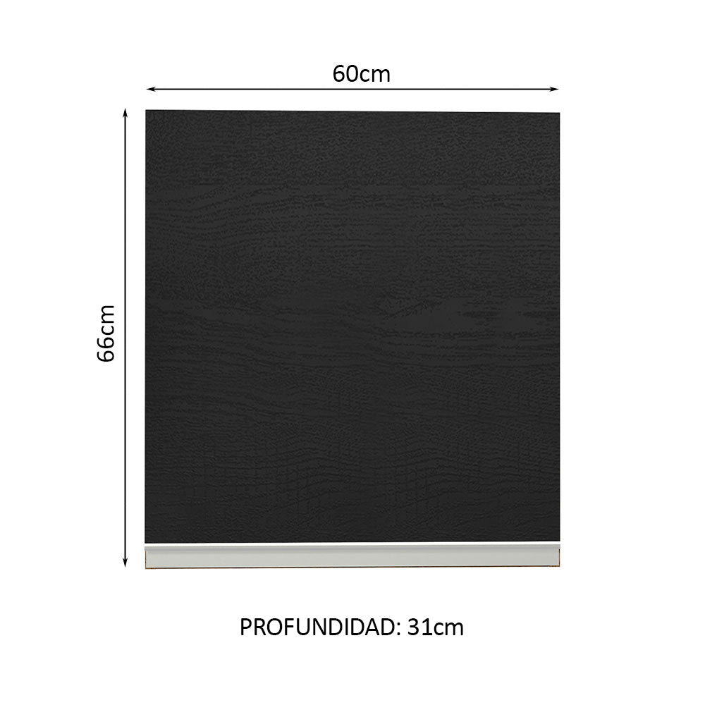 Mueble Superior de Cocina Glamy Marron y Negro 60x66cm con Dos Entrepaños y con Una Puerta - MUEBLES SUPERIORES DE COCINA | Bylmo