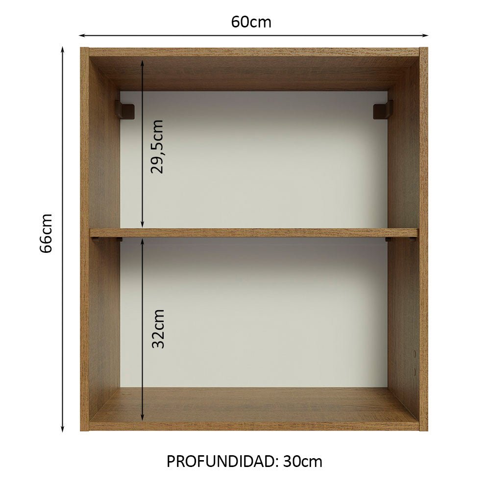 Mueble Superior de Cocina Marron 60x66cm con Dos Entrepaños - MUEBLES SUPERIORES DE COCINA | Bylmo