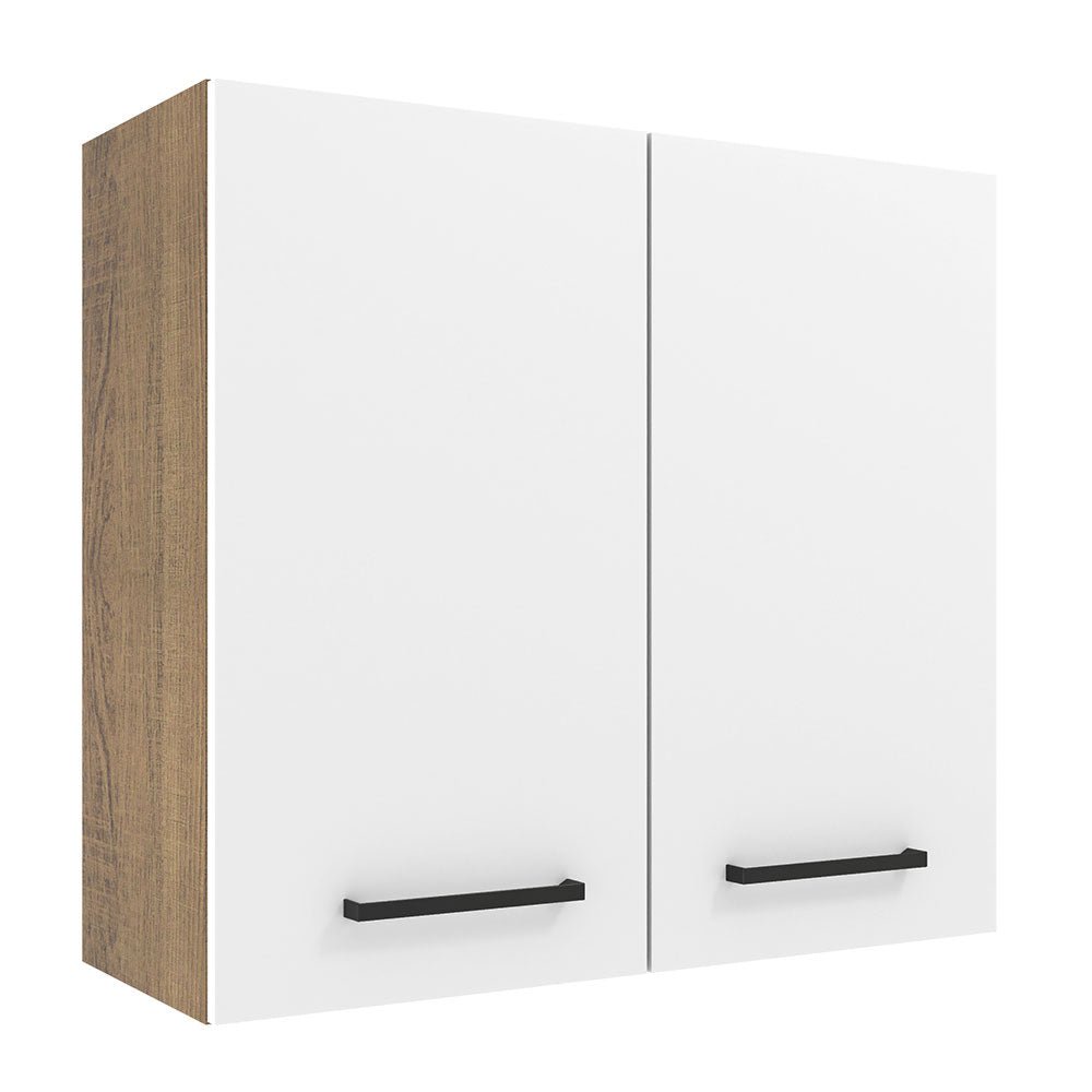 Mueble Superior de Cocina Agata Marron y Blanco 70x66cm con Dos Entrepaños y con Dos Puertas - MUEBLES SUPERIORES DE COCINA | Bylmo