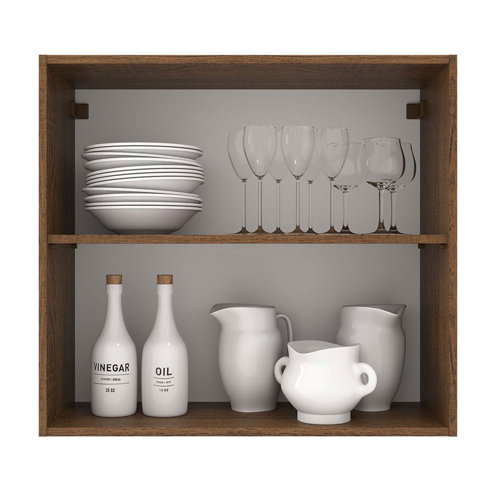 Mueble Superior de Cocina Agata Marron y Blanco 70x66cm con Dos Entrepaños y con Dos Puertas - MUEBLES SUPERIORES DE COCINA | Bylmo