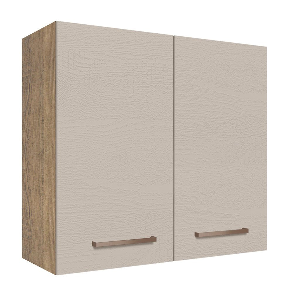 Mueble Superior de Cocina Agata Marron y Crema 70x66cm con Dos Entrepaños y con Dos Puertas - MUEBLES SUPERIORES DE COCINA | Bylmo
