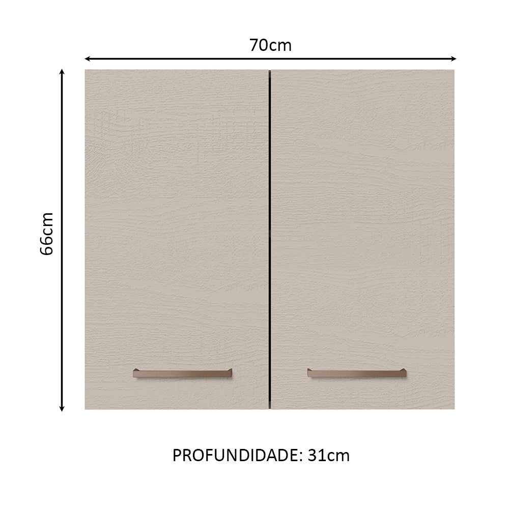 Mueble Superior de Cocina Agata Marron y Crema 70x66cm con Dos Entrepaños y con Dos Puertas - MUEBLES SUPERIORES DE COCINA | Bylmo