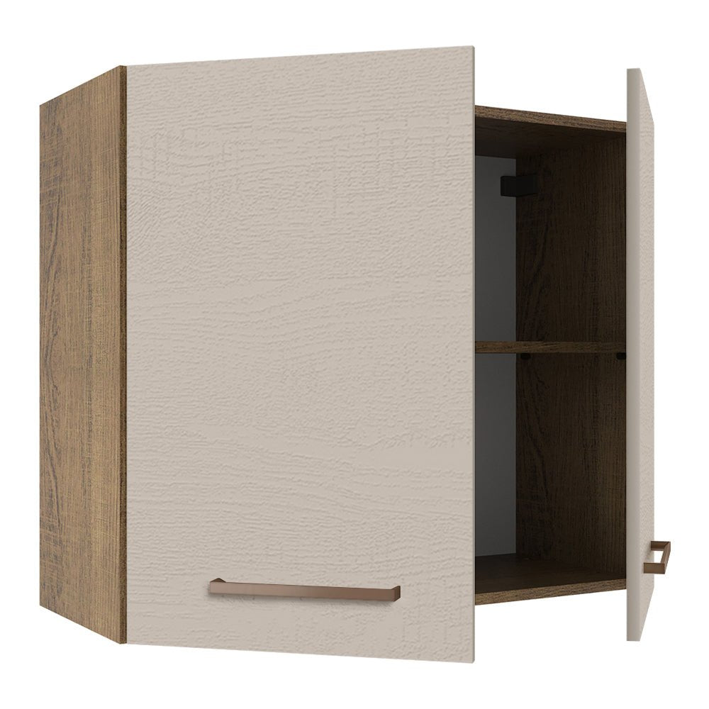 Mueble Superior de Cocina Agata Marron y Crema 70x66cm con Dos Entrepaños y con Dos Puertas - MUEBLES SUPERIORES DE COCINA | Bylmo