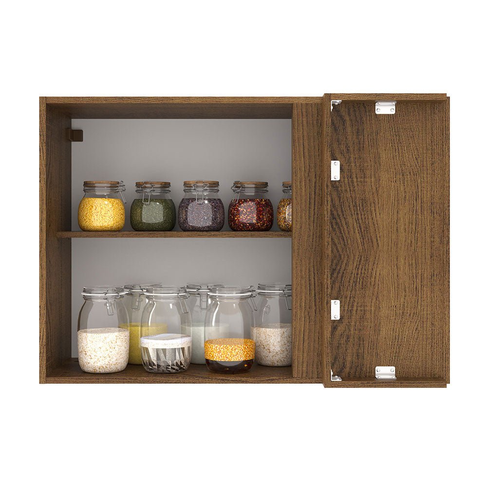 Mueble Superior de Cocina Agata Marron y Blanco 94x66cm con Dos Entrepaños y con Una Puerta - MUEBLES SUPERIORES DE COCINA | Bylmo