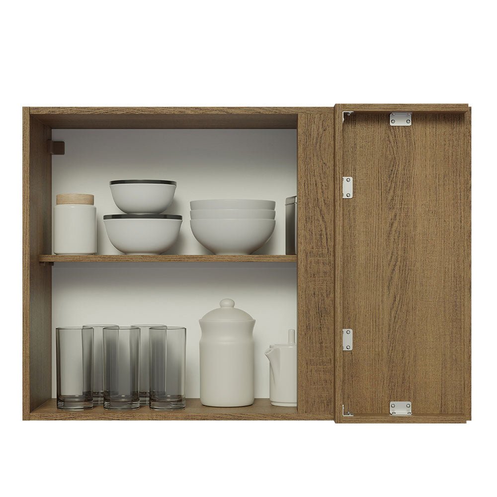 Mueble Superior de Cocina Glamy Marron y Blanco 94x66cm con Dos Entrepaños y con Una Puerta - MUEBLES SUPERIORES DE COCINA | Bylmo