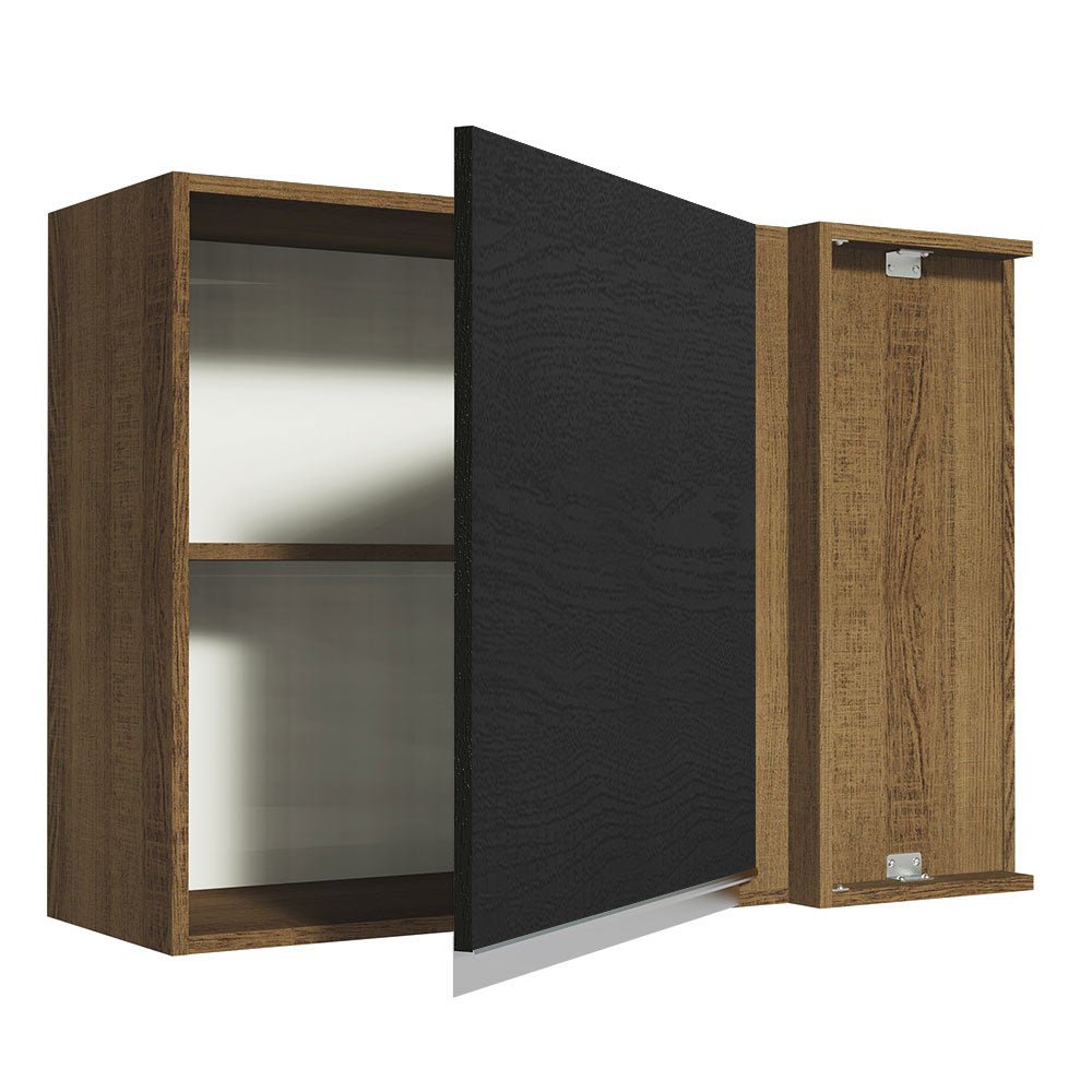 Mueble Superior de Cocina Glamy Marron y Negro 94x66cm con Dos Entrepaños y con Una Puerta - MUEBLES SUPERIORES DE COCINA | Bylmo