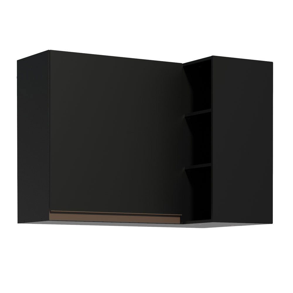 Mueble Superior de Cocina Reims Negro 90x66cm con Cinco Entrepaños y con Una Puerta - MUEBLES SUPERIORES DE COCINA | Bylmo