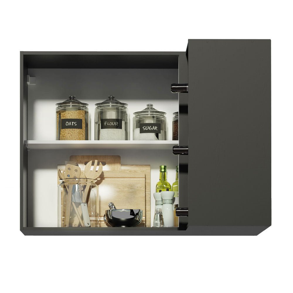 Mueble Superior de Cocina Reims Negro 90x66cm con Cinco Entrepaños y con Una Puerta - MUEBLES SUPERIORES DE COCINA | Bylmo