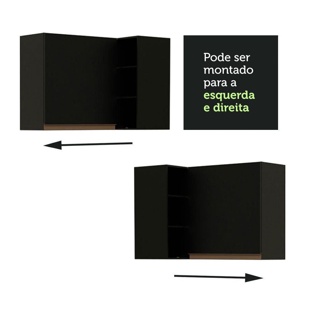 Mueble Superior de Cocina Reims Negro 90x66cm con Cinco Entrepaños y con Una Puerta - MUEBLES SUPERIORES DE COCINA | Bylmo