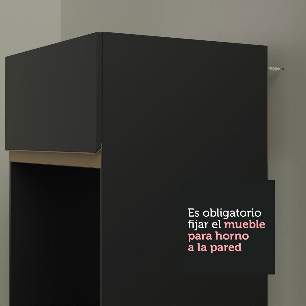 Cocina Integral Esquinero Modular Reims Negro 402x210cm con Mesón de Madera Aglomerada Mdp sin Estufa con Un Cajón y con Diecinueve Entrepaños - COCINAS | Bylmo