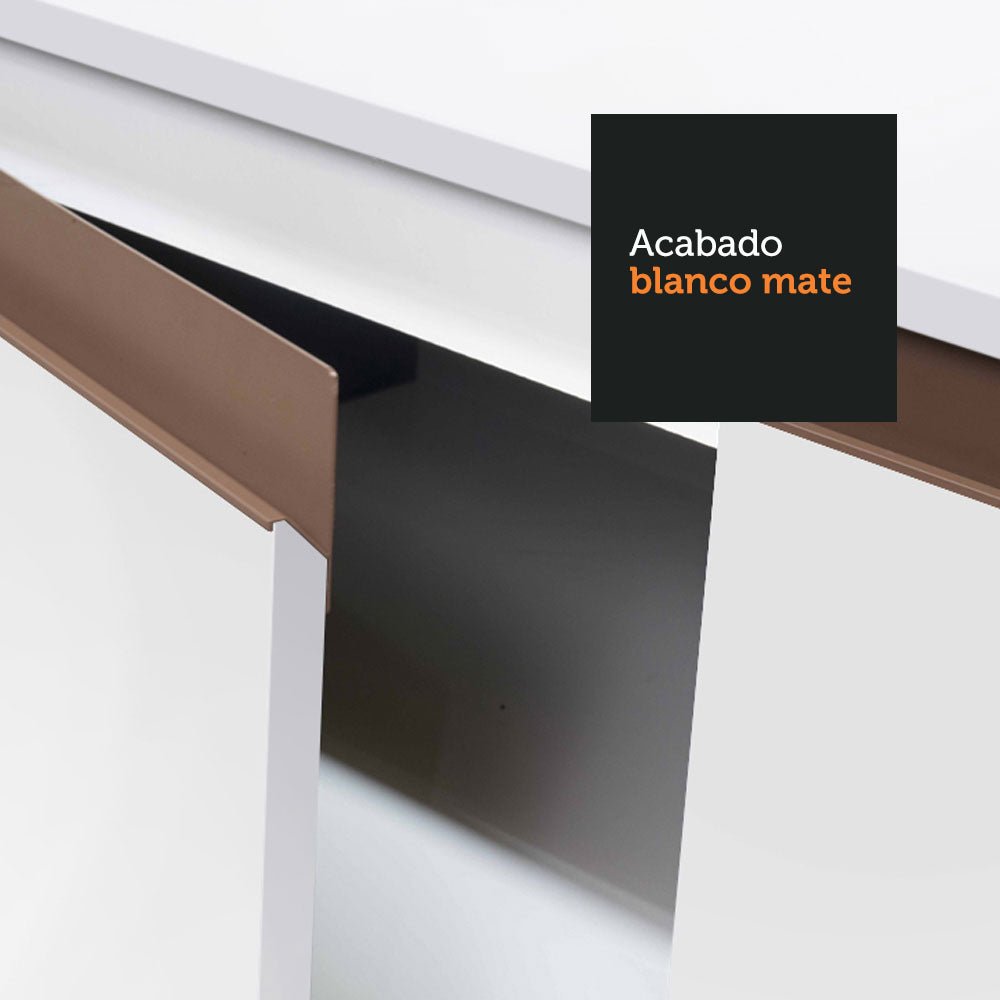 Cocina Integral Esquinero Modular Reims Blanco 452x210cm con Mesón de Madera Aglomerada Mdp sin Estufa con Un Cajón y con Veinticinco Entrepaños - COCINAS | Bylmo