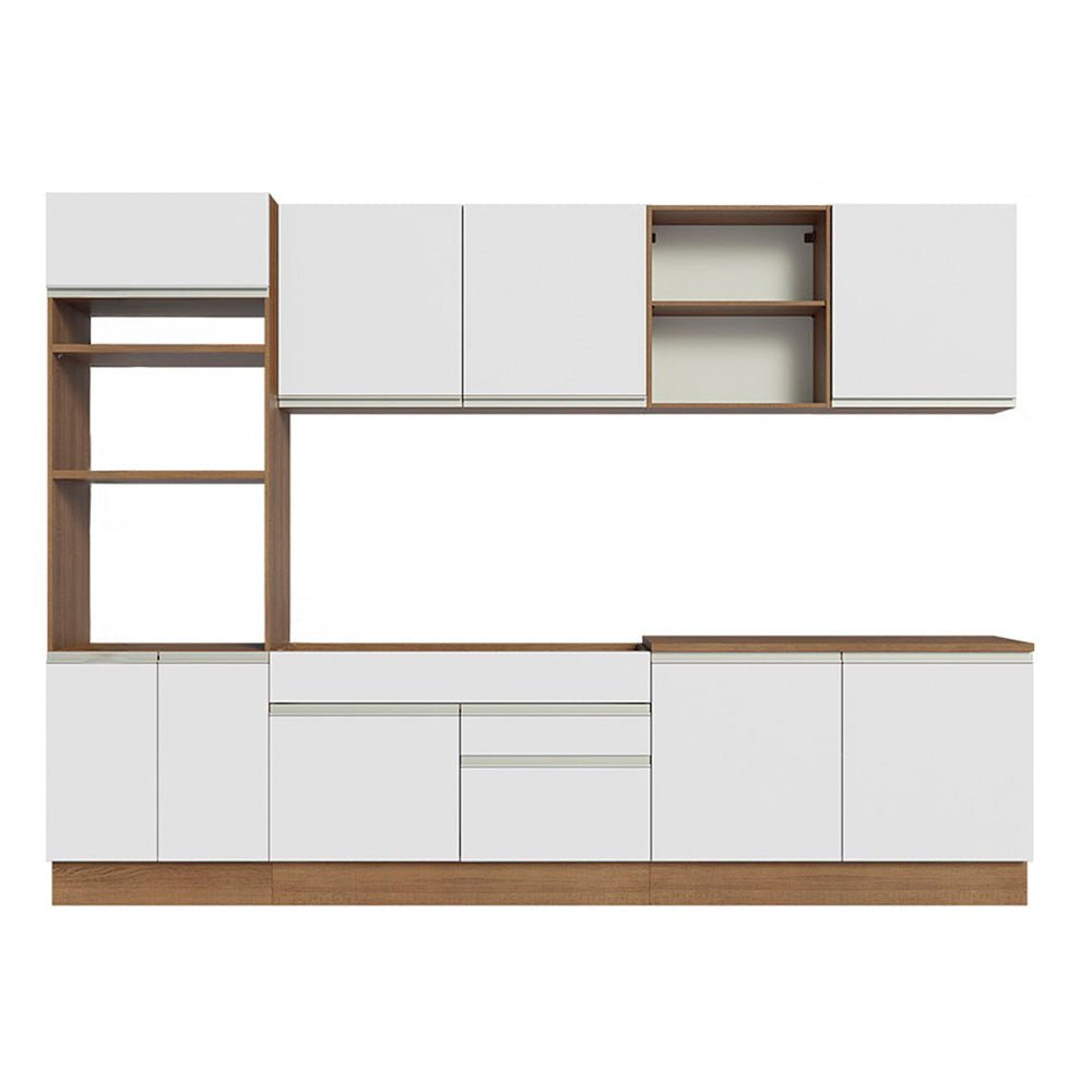 Cocina Integral Modular Glamy Marron y Blanco 310x225cm sin Mesón sin Estufa con Dos Cajones y con Dieciocho Entrepaños - COCINAS | Bylmo