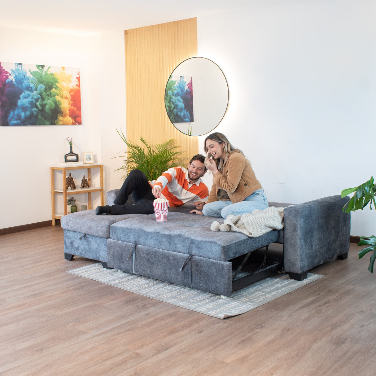 Sofá en L Atlas Gris 220x92cm De Tres Puestos Reclinable con Almacenamiento Derecho y con Apoya Brazos - SOFAS Y POLTRONAS | Bylmo