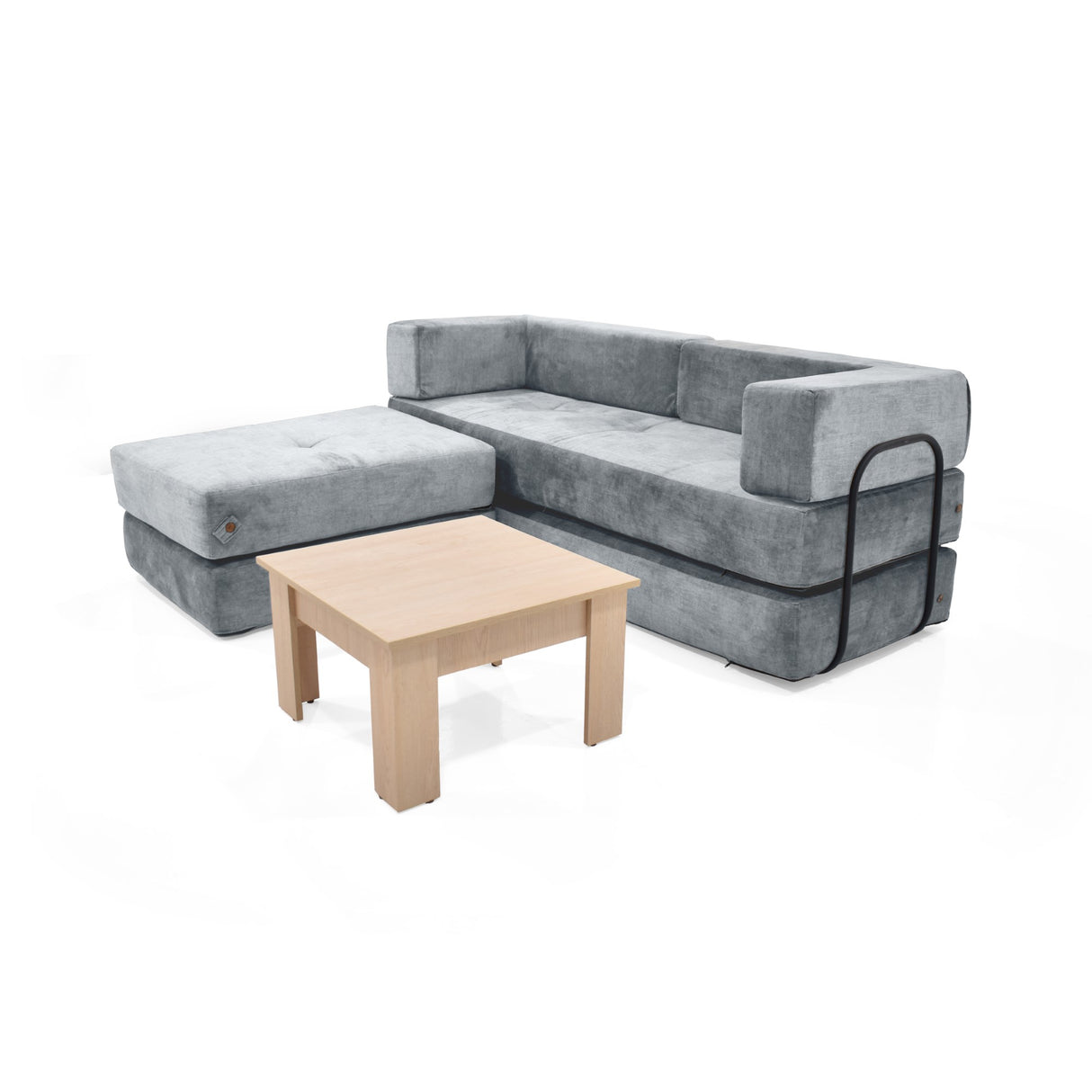 Sala Nablus Plata 196x68cm con Sofacama Poltrona y Mesa de Centro - SOFAS Y POLTRONAS | Bylmo