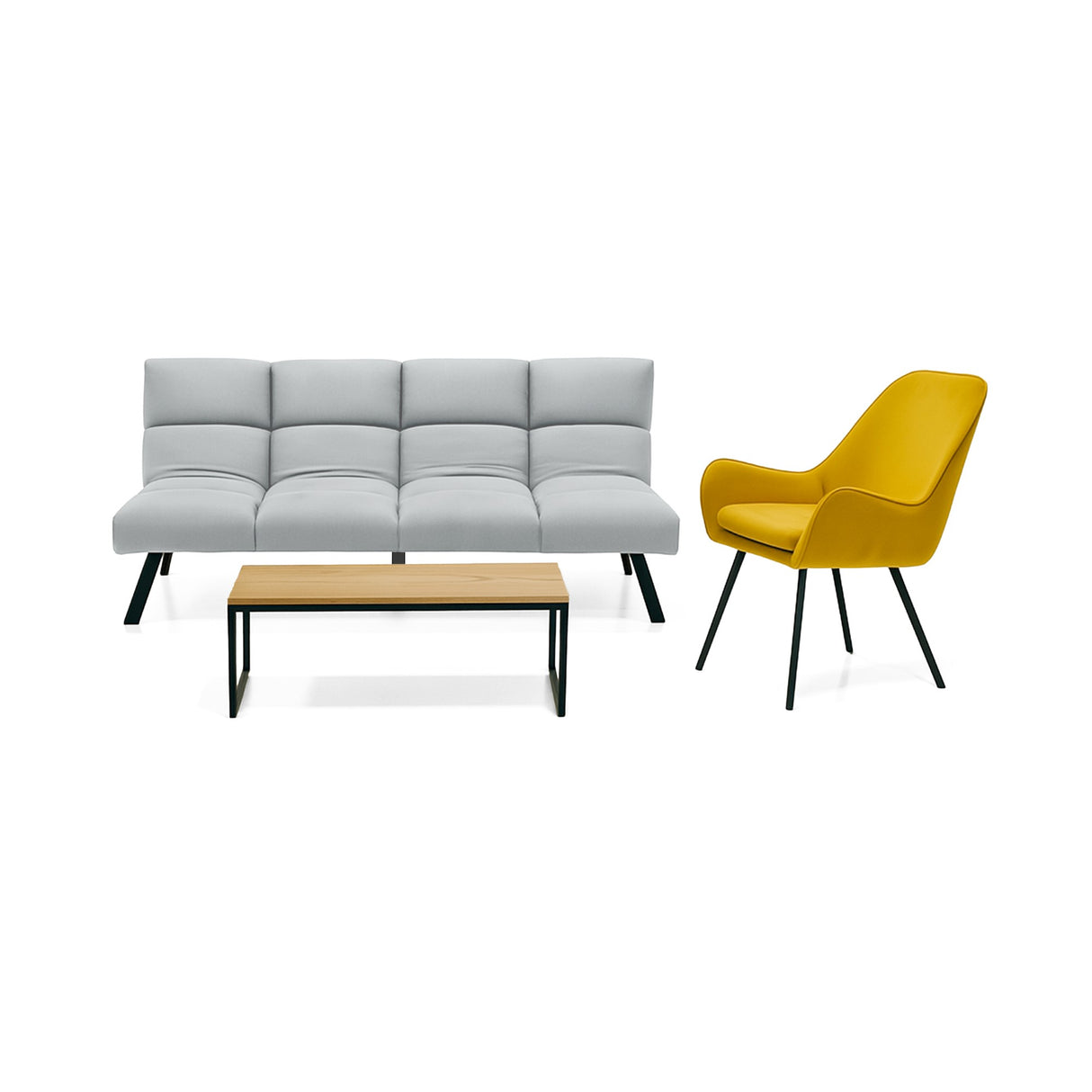 Sala Nivala Plata y Mostaza 187x83cm De Cuatro Puestos Reclinable y sin Apoya Brazos - SOFAS Y POLTRONAS | Bylmo