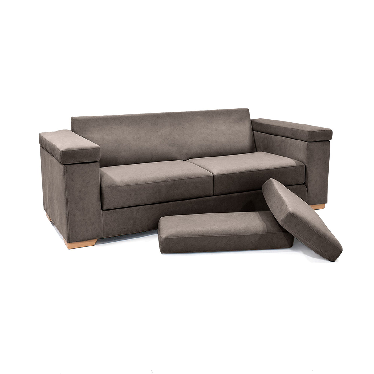 Sofá Montenegro Taupe 207x82cm De Tres Puestos y con Apoya Brazos - SOFAS Y POLTRONAS | Bylmo