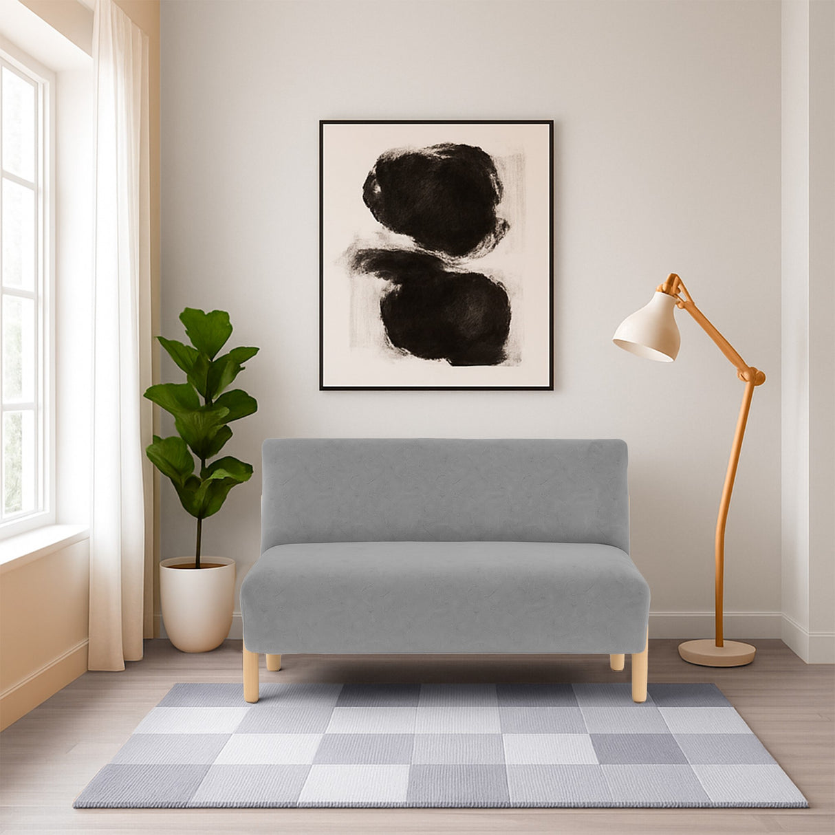 Sofá Dubi Gris 123x73cm De Dos Puestos y sin Apoya Brazos - SOFAS Y POLTRONAS | Bylmo