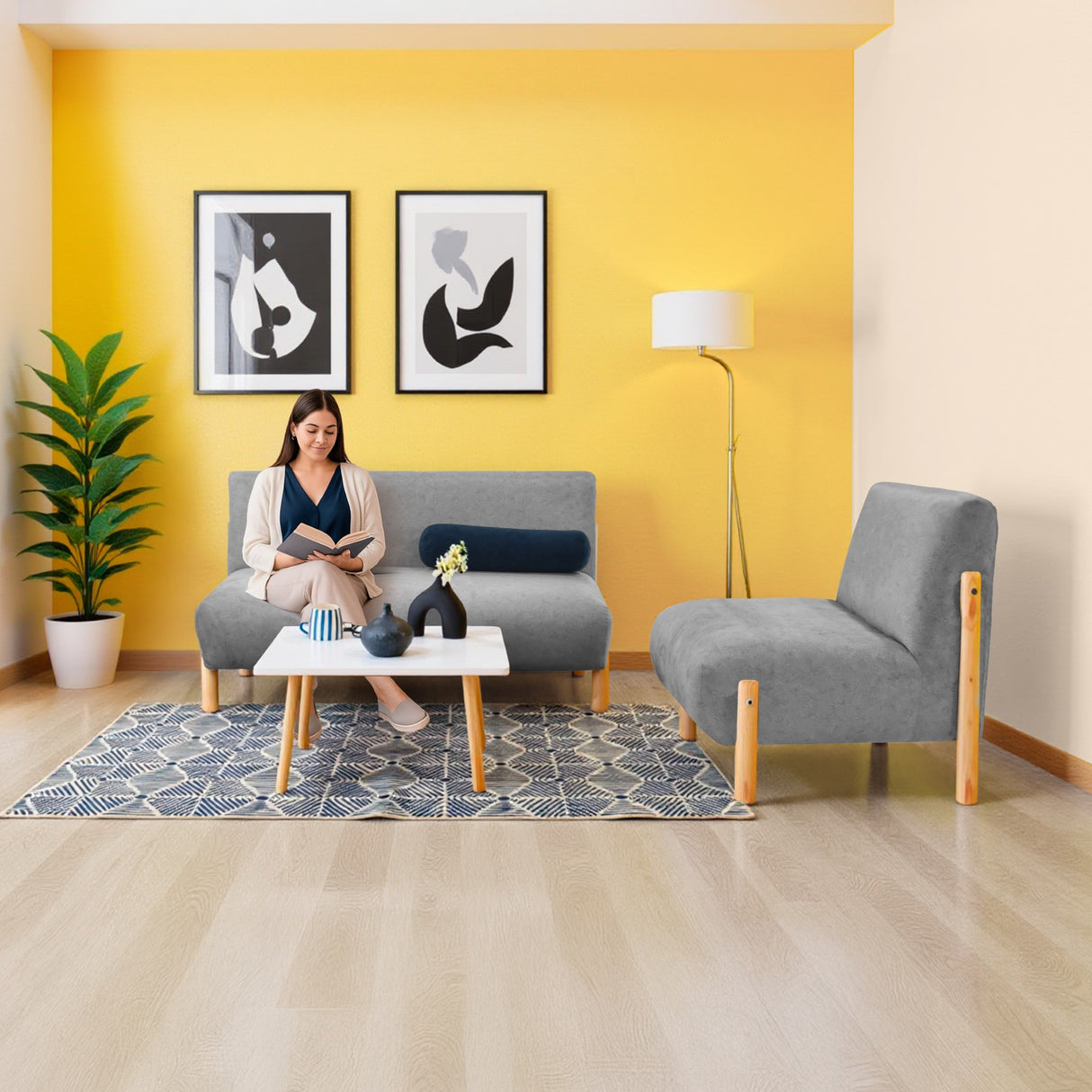 Poltrona Dubi Gris 63x73cm De Un Puesto y sin Apoya Brazos - SOFAS Y POLTRONAS | Bylmo