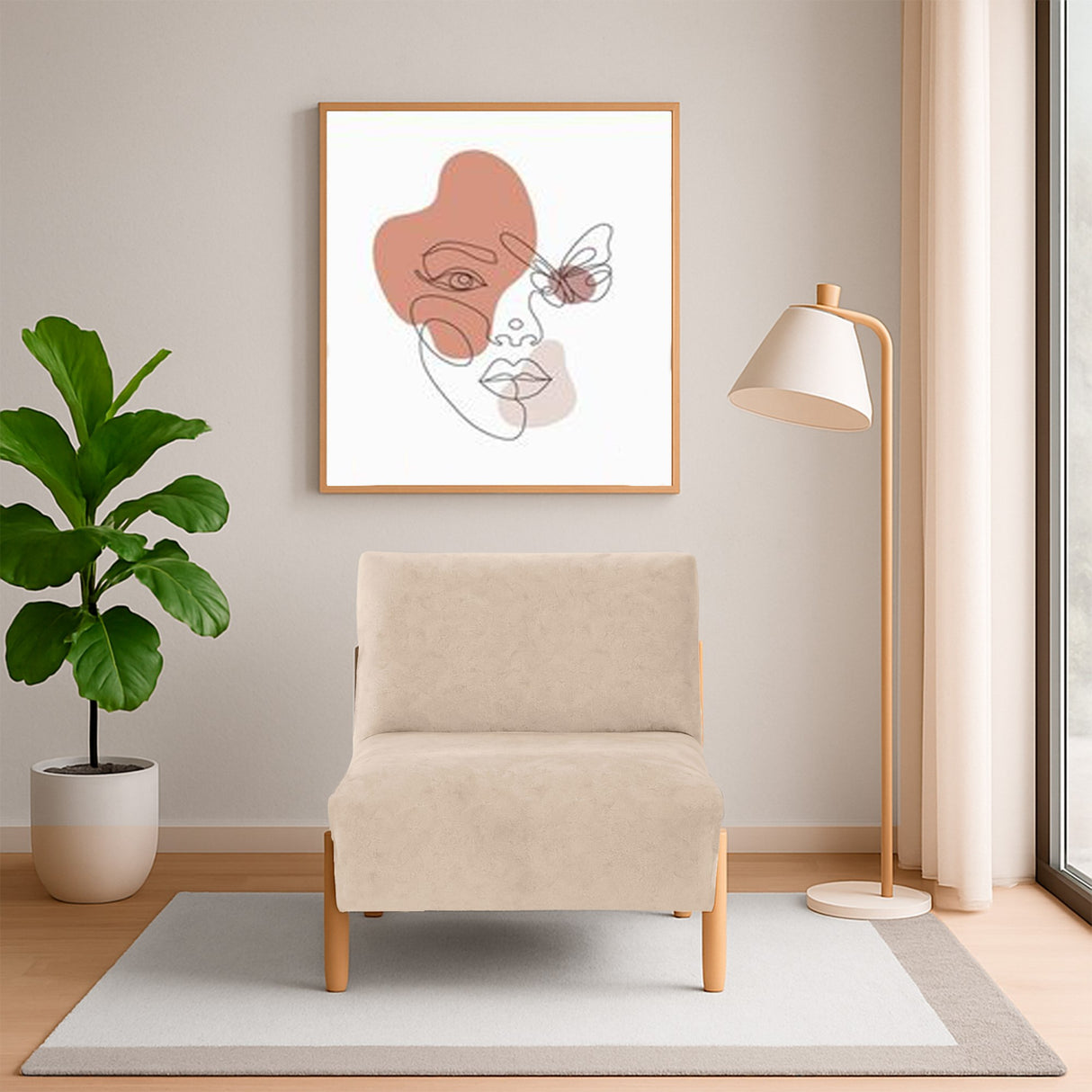 Poltrona Dubi Beige 63x73cm De Un Puesto y sin Apoya Brazos - SOFAS Y POLTRONAS | Bylmo