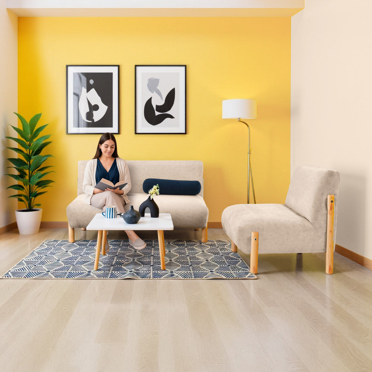 Poltrona Dubi Beige 63x73cm De Un Puesto y sin Apoya Brazos - SOFAS Y POLTRONAS | Bylmo