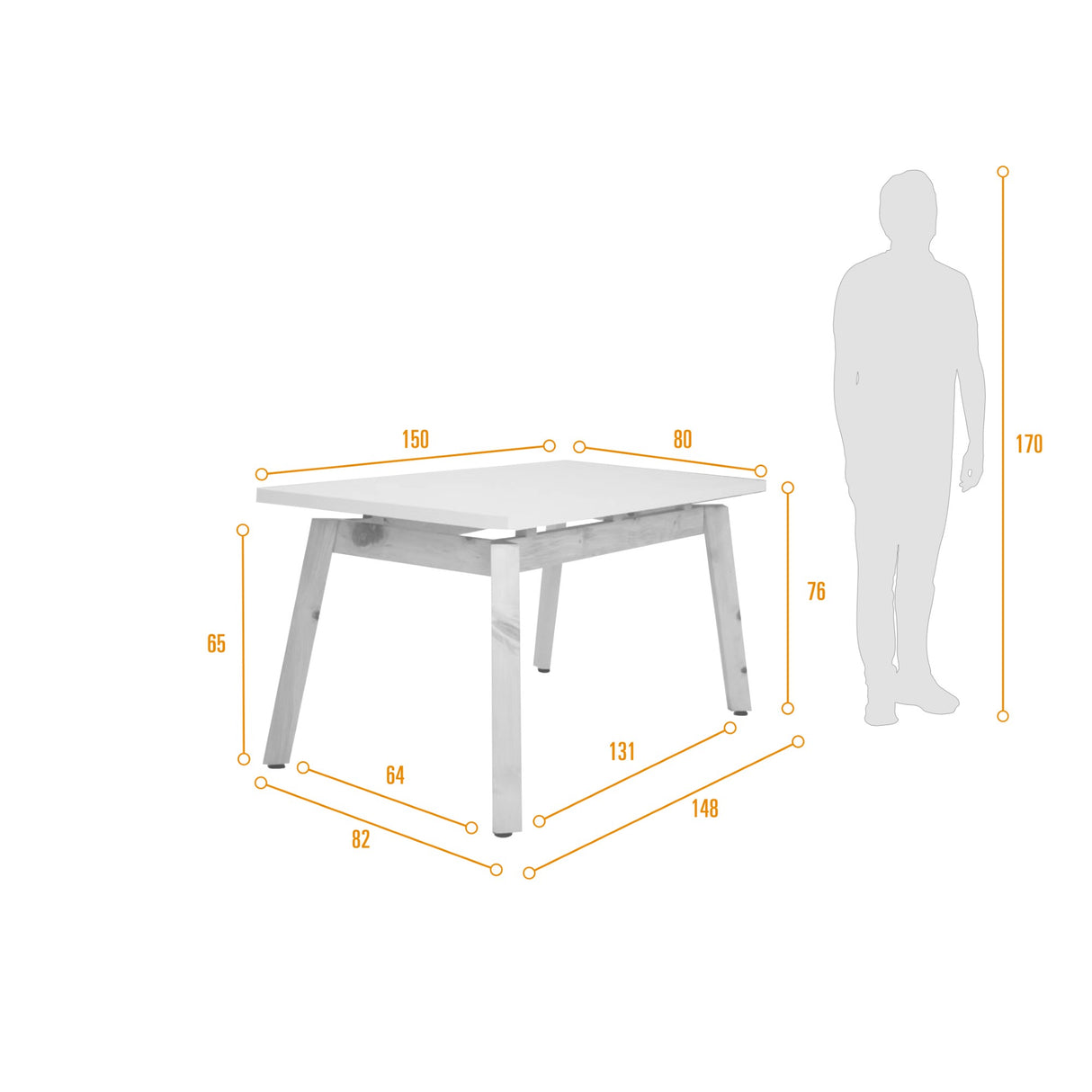 Mesa de Comedor Tyrone Blanco y Matiz Natural 150x76cm Cuadrado de Seis Puestos sin Sillas - COMEDORES | Bylmo