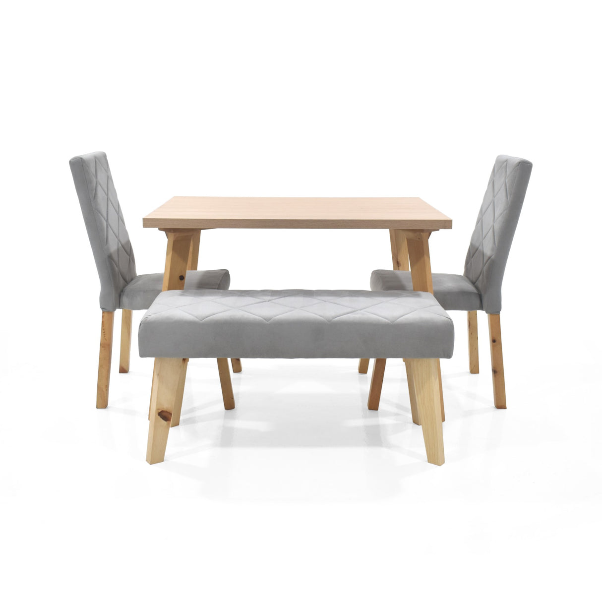 Set Comedor Lugo Matiz Oasis 110x76cm Cuadrado de Cuatro Puestos con Dos Sillas Liverpool y Un Butaco Plata - COMEDORES | Bylmo
