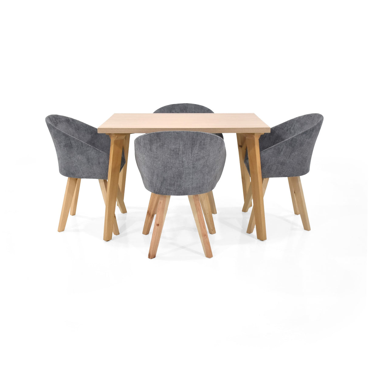 Set Comedor Lugo Matiz Oasis 110x76cm Cuadrado de Cuatro Puestos con Cuatro Sillas Noto Gris - COMEDORES | Bylmo