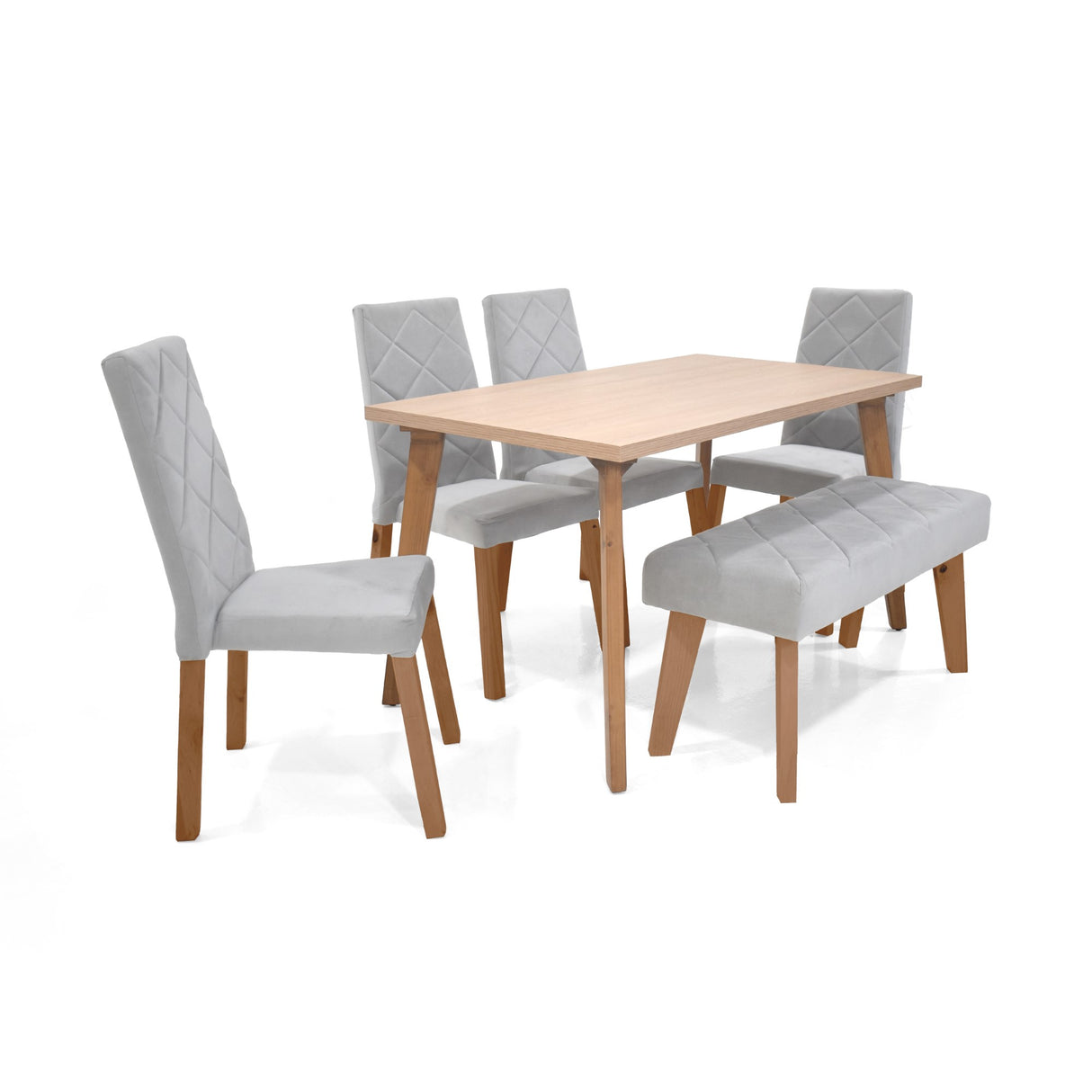 Set Comedor Lugo Matiz Oasis 138x76cm Cuadrado de Seis Puestos con Cuatro Sillas Liverpool y Un Butaco Plata - COMEDORES | Bylmo