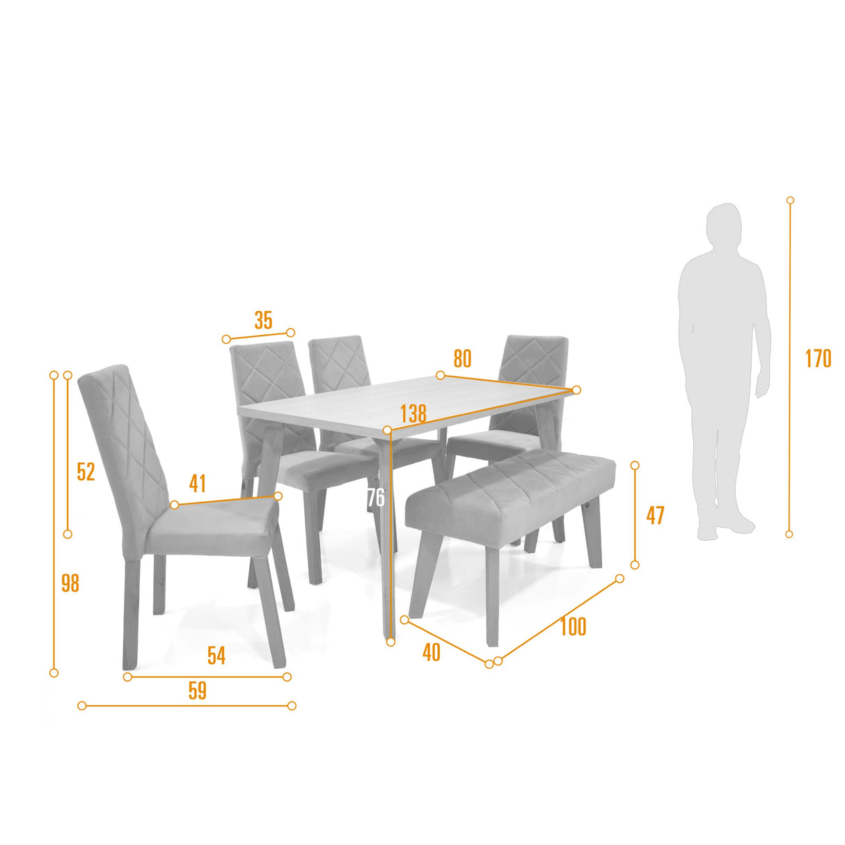 Set Comedor Lugo Matiz Oasis 138x76cm Cuadrado de Seis Puestos con Cuatro Sillas Liverpool y Un Butaco Plata - COMEDORES | Bylmo