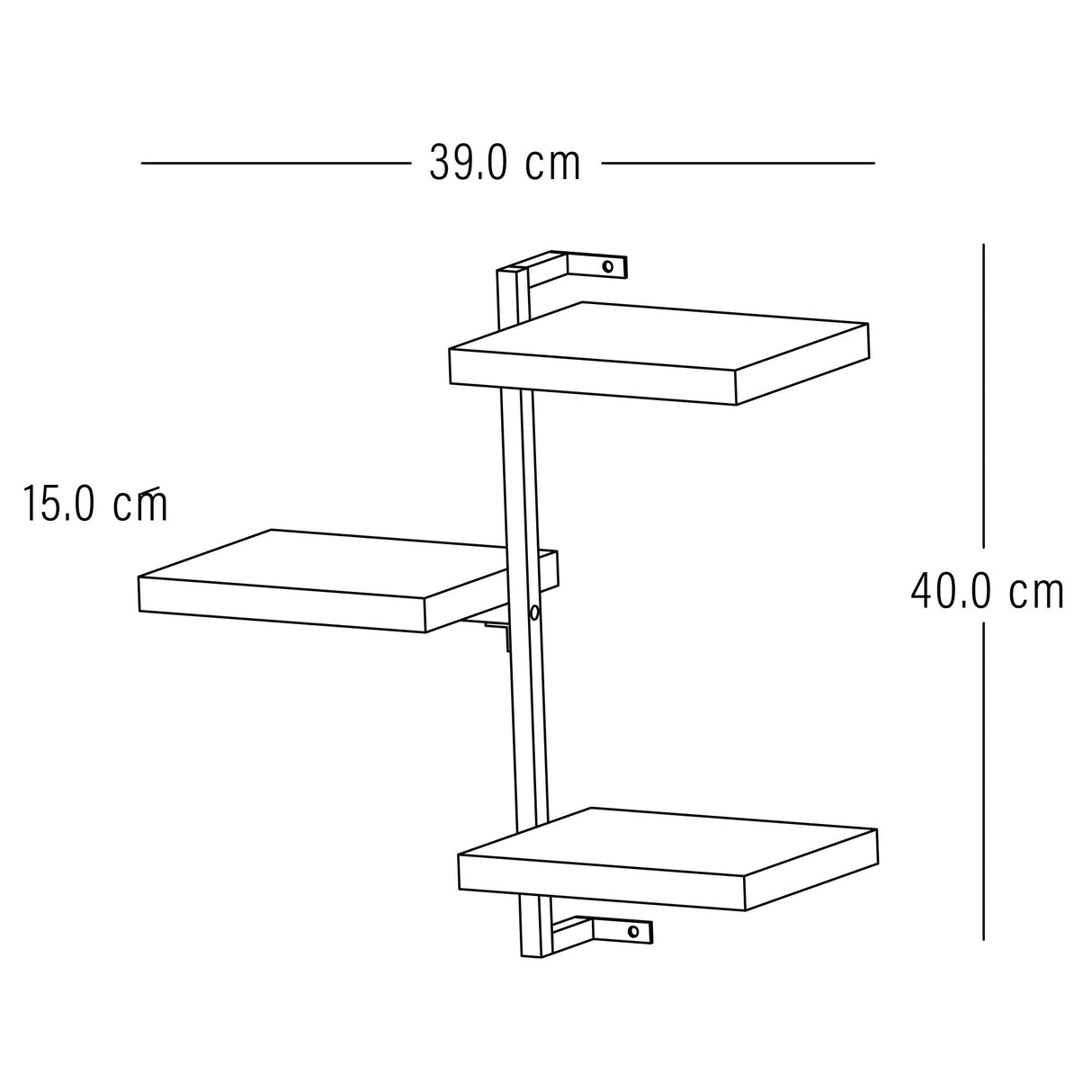 Repisa Abby Madera Natural y Negro 40x40cm con Tres Entrepaños - REPISAS | Bylmo
