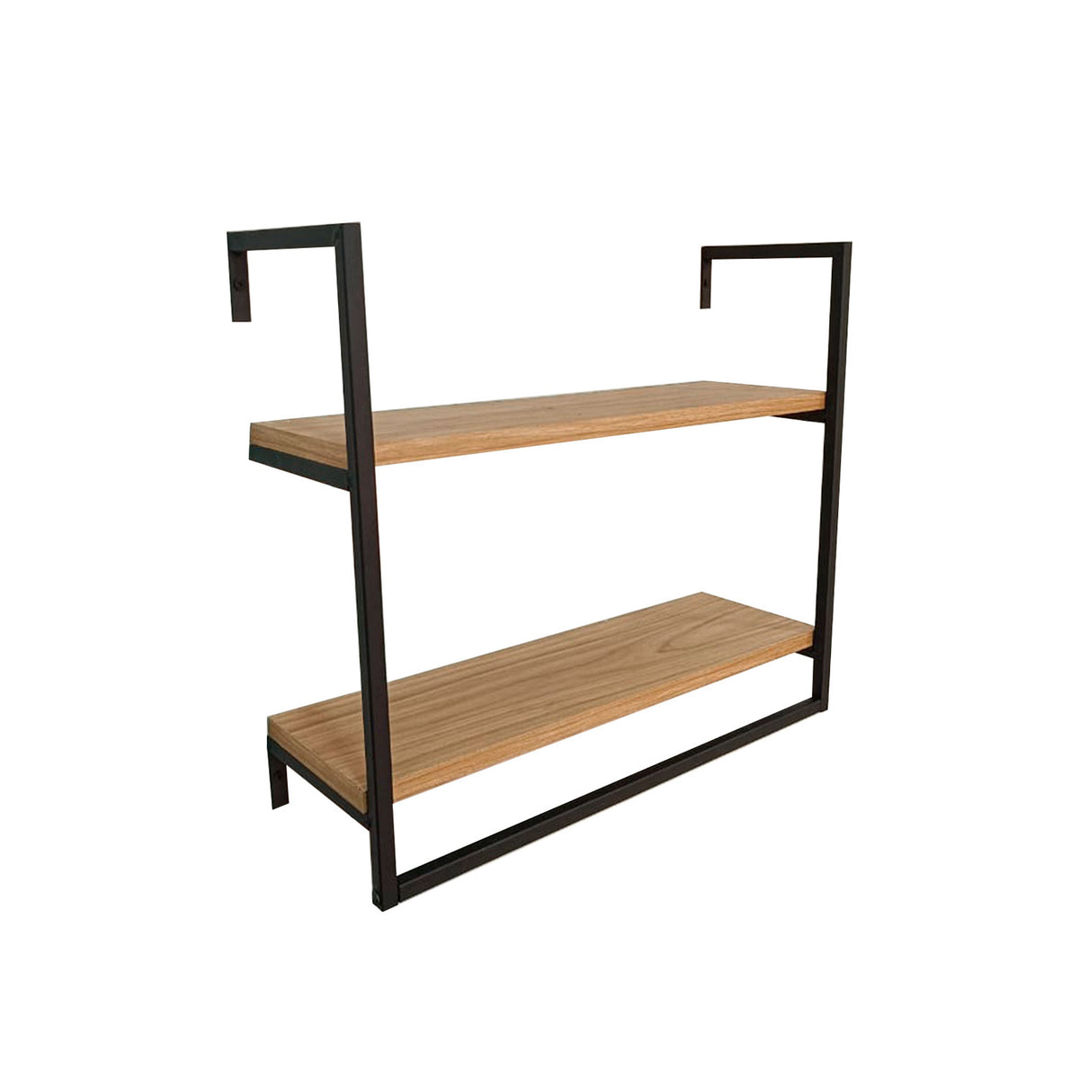 Repisa Biella Madera Natural y Negro 48x43cm con Dos Entrepaños