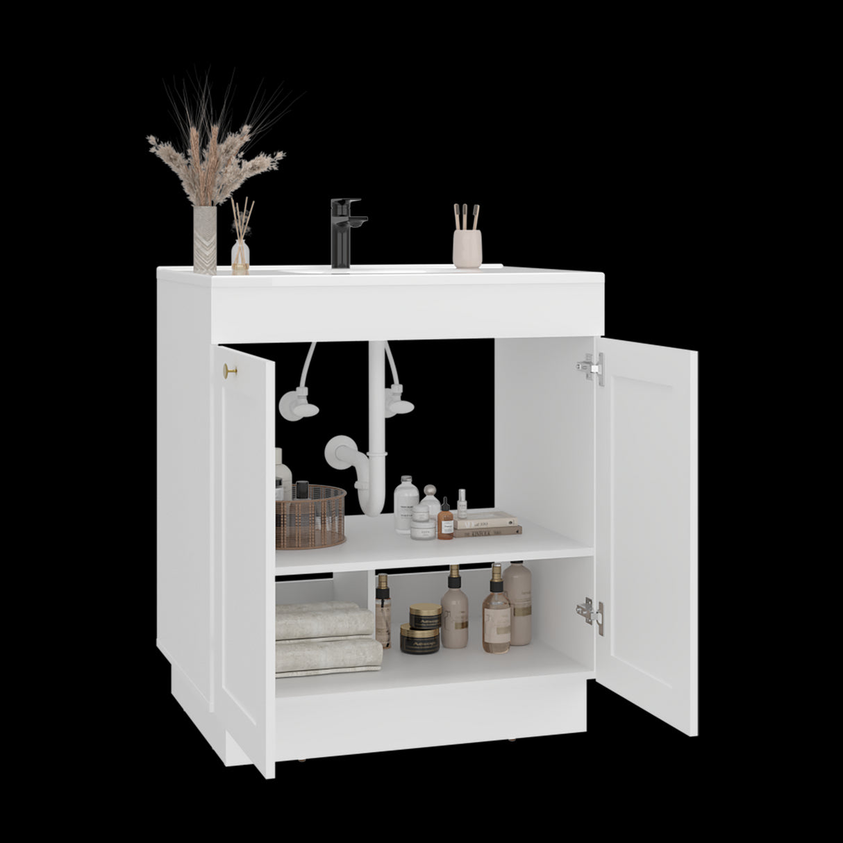 Mueble para Lavamanos Baluarte Blanco 76.2x86.3cm Individual con Lavamanos Empotrado y con Dos Puertas - MUEBLES PARA LAVAMANOS | Bylmo