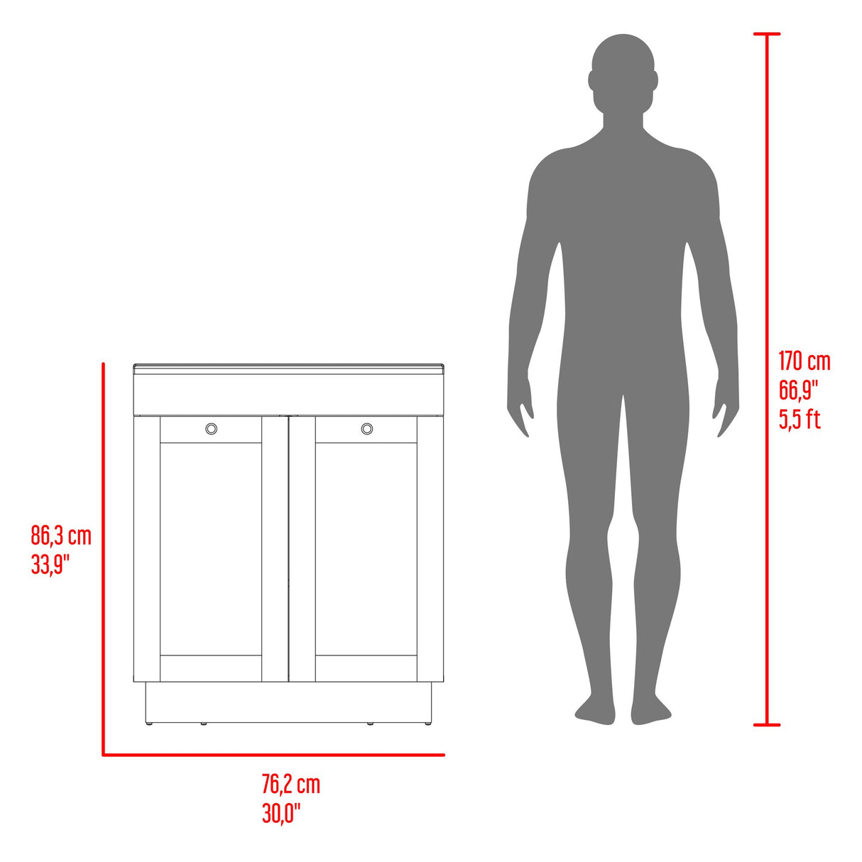 Mueble para Lavamanos Baluarte Blanco 76.2x86.3cm Individual con Lavamanos Empotrado y con Dos Puertas - MUEBLES PARA LAVAMANOS | Bylmo