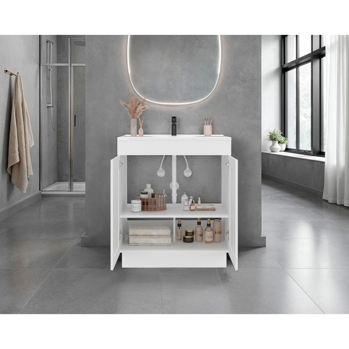 Mueble para Lavamanos Baluarte Blanco 76.2x86.3cm Individual con Lavamanos Empotrado y con Dos Puertas - MUEBLES PARA LAVAMANOS | Bylmo