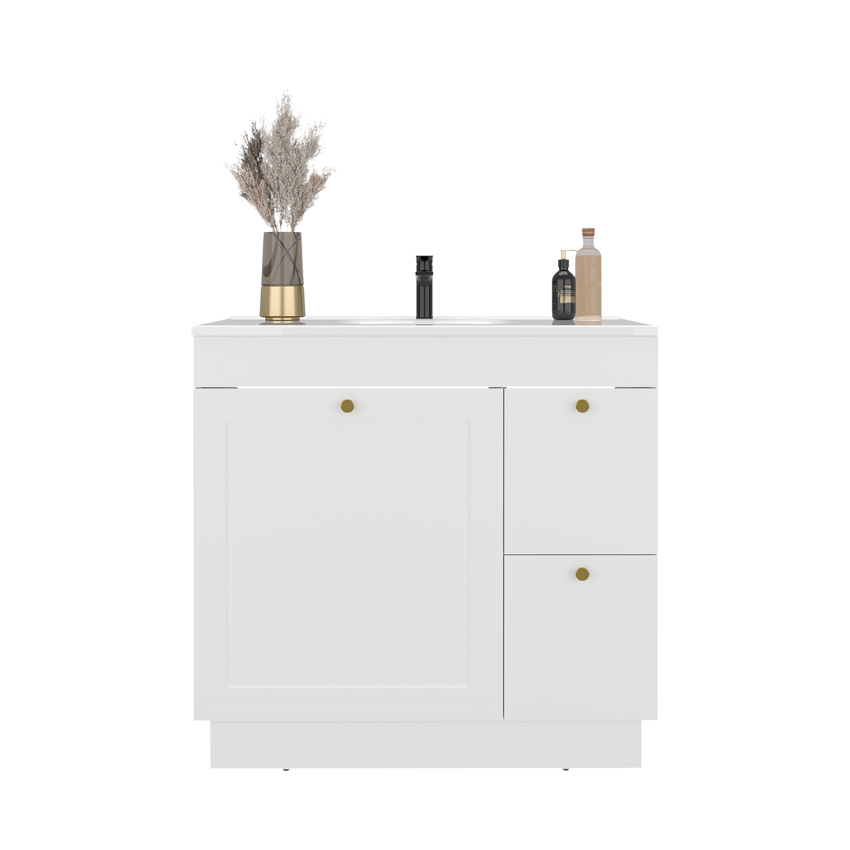 Mueble para Lavamanos Baluarte Blanco 91.7x86.3cm Individual con Lavamanos Empotrado y con Tres Puertas - MUEBLES PARA LAVAMANOS | Bylmo