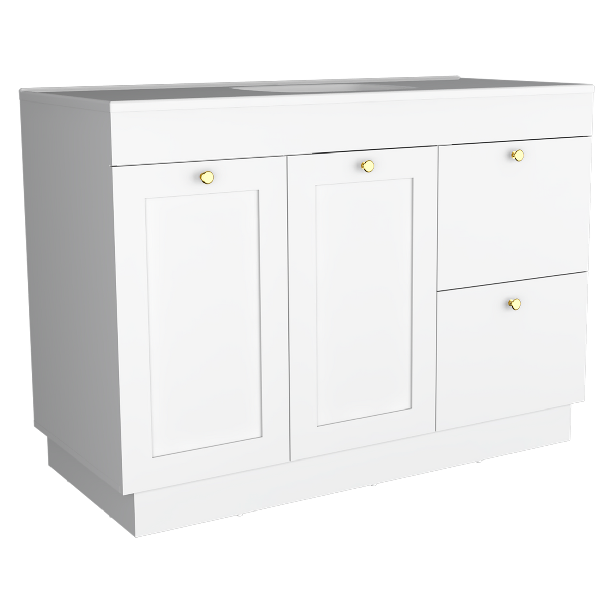 Mueble para Lavamanos Baluarte Blanco 121.9x86.3cm Individual con Lavamanos Empotrado y con Cuatro Puertas - MUEBLES PARA LAVAMANOS | Bylmo