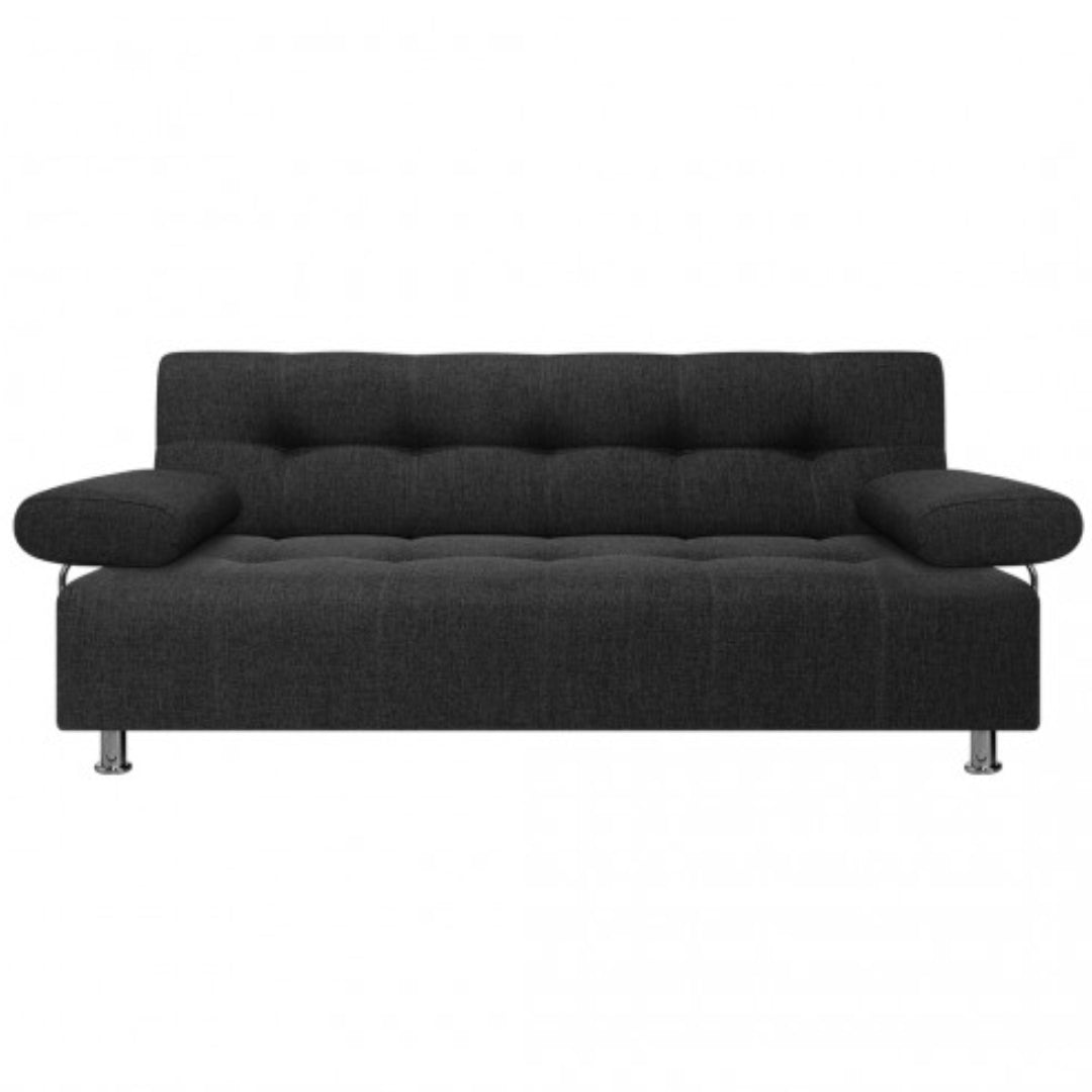 Sofá Cama Milan Negro 180x30cm de Tres Puestos Reclinable Con Tapizado Acolchado y Antifluido - SOFAS Y POLTRONAS | Bylmo