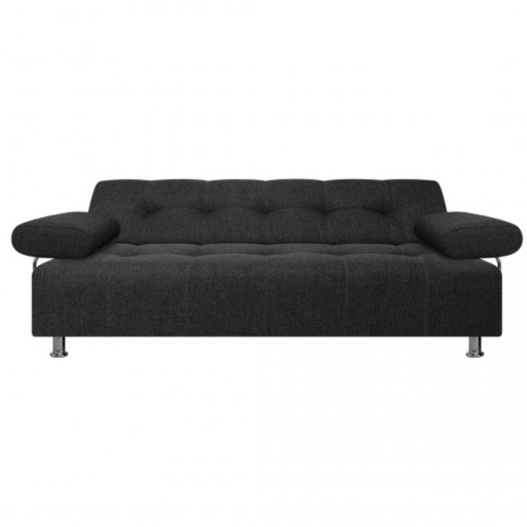 Sofá Cama Milan Negro 180x30cm de Tres Puestos Reclinable Con Tapizado Acolchado y Antifluido - SOFAS Y POLTRONAS | Bylmo